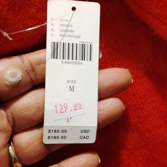 Anthropology red 100% cashmere sweater(small hole dime next to it) - Picture 4 of 7